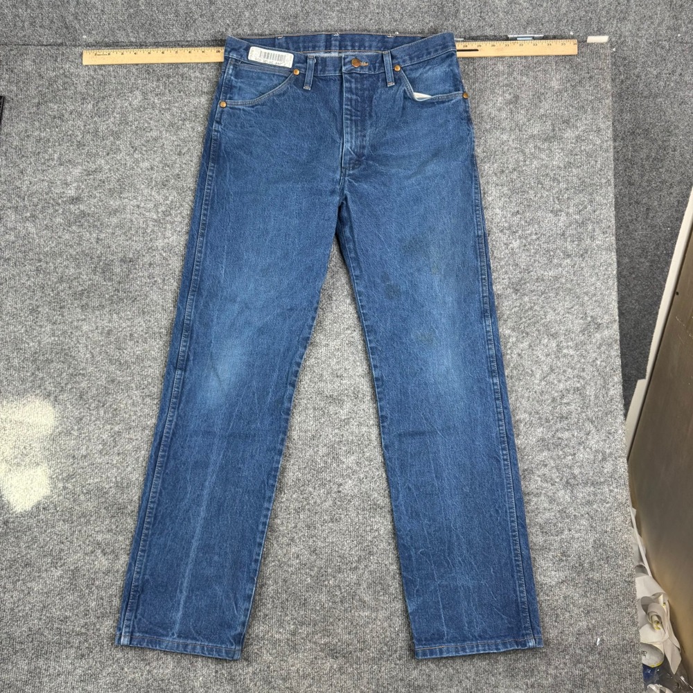 Wrangler Jeans Mens Size 34x32 Blue Cowboy Cut Original Fit Denim 13MWZ Stained